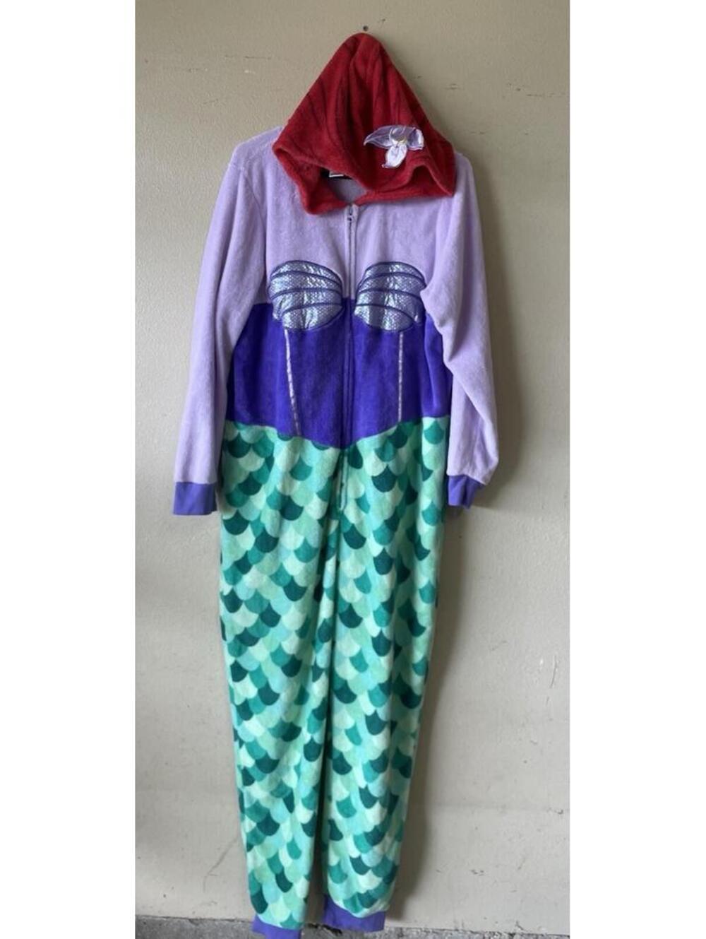 Disney Sleep Wear Pajamas One Piece Plus 1x 18-20 Ariel Hoodie